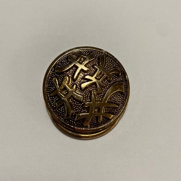 Germany Jewelry - Vintage Germany Asian Symbols Scarf Clip
